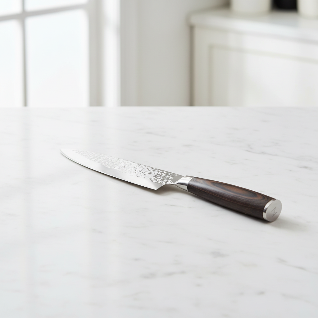 Chef knife on marble